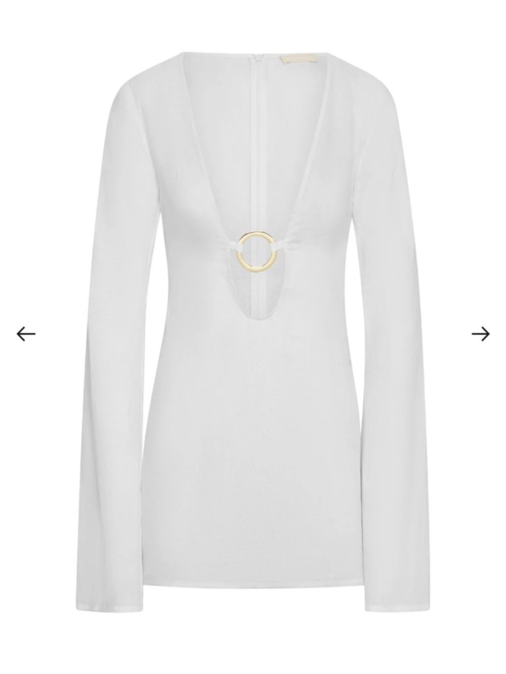 NWT Monday Swimwear White Long-Sleeve Coverup with Gold Ring
